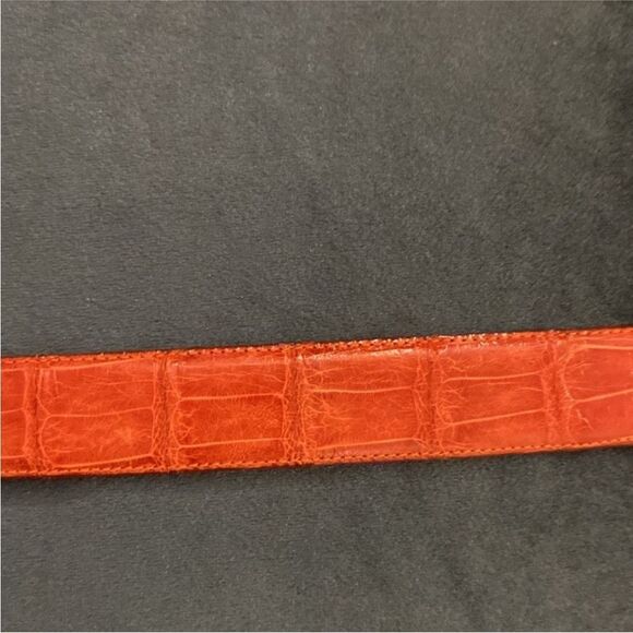 David Eden Brown Crocodile skin Belt with Gold Buckle, L 42 inch main image 8
